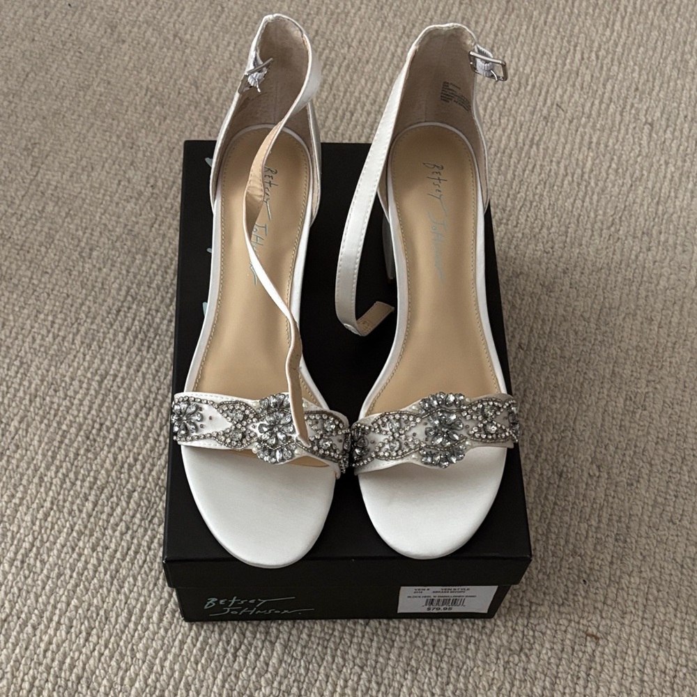 Betsey Johnson White Crystal Embellished Heels
